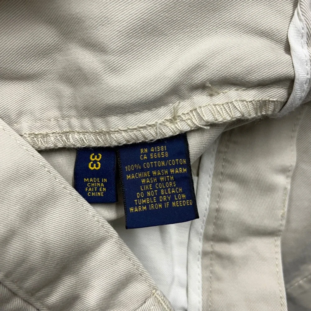 Polo Ralph Lauren Mens Khaki‎ Chino Shorts Size 33 Tan Cotton Flat Front 1633